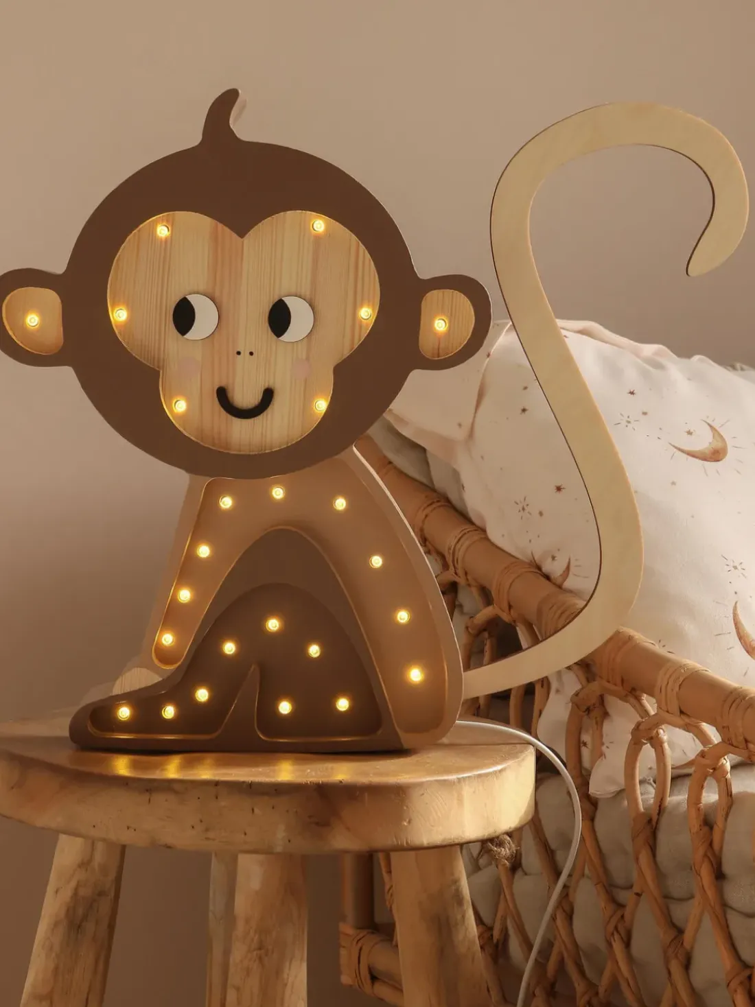 Lámpara infantil LED artesanal regulable con función de temporizador y control a mando Monkey