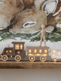 Lámpara infantil LED artesanal regulable Train, con función de temporizador y control remoto