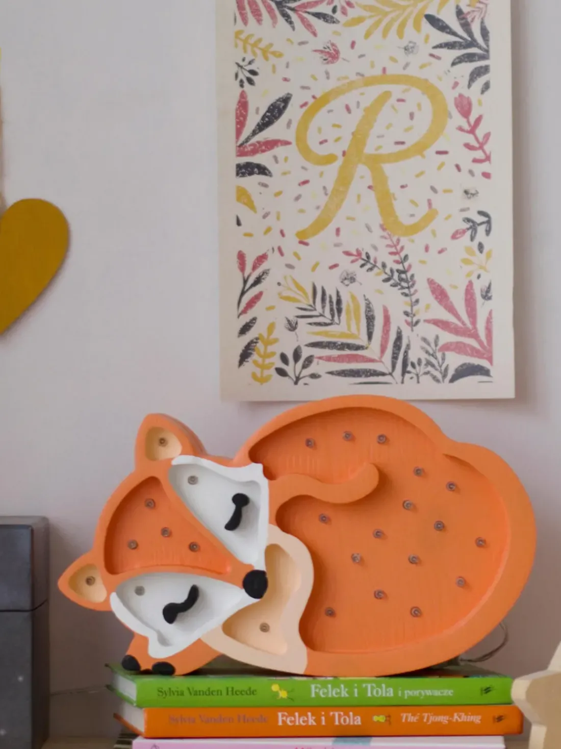 Lámpara infantil LED artesanal regulable Fox, con función de temporizador y control remoto