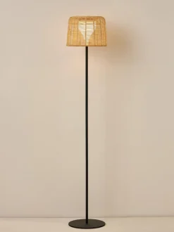 Lámpara LED solar para interior/exterior con pantalla de ratán Kyra