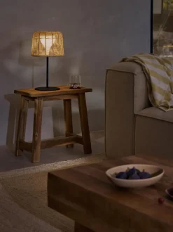 Lámpara LED solar para interior/exterior con pantalla de ratán Kyra