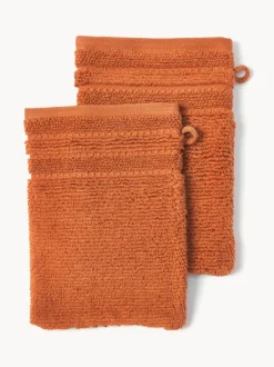 Manoplas de baño con borde a rayas Luxe, 2 uds.