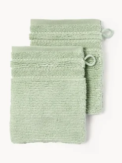 Manoplas de baño con borde a rayas Luxe, 2 uds.
