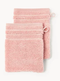 Manoplas de baño con borde a rayas Luxe, 2 uds.
