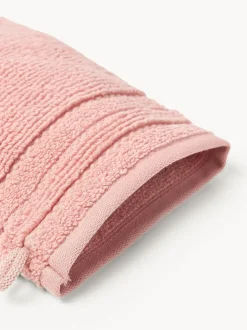 Manoplas de baño con borde a rayas Luxe, 2 uds.
