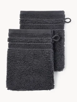 Manoplas de baño con borde a rayas Luxe, 2 uds.
