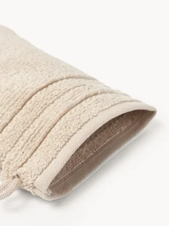 Manoplas de baño con borde a rayas Luxe, 2 uds.