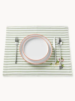 Manteles individuales a rayas con motivos bordados Melony, 2 uds.