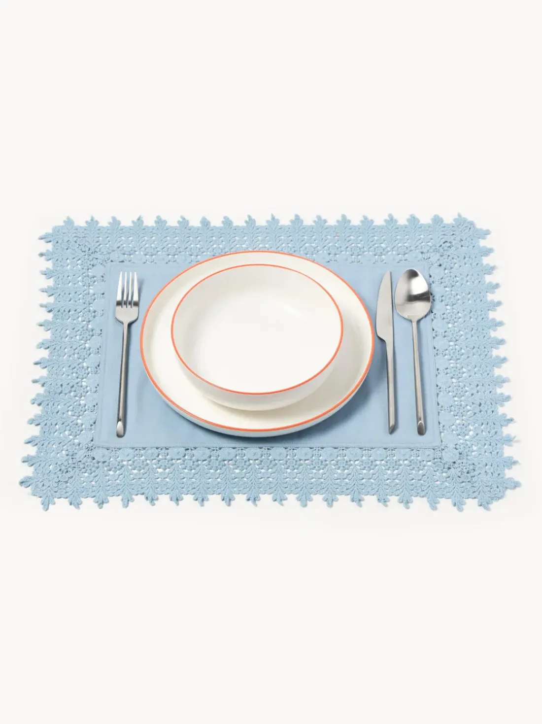 Manteles individuales con ribete de encaje Flavia, 2 uds.