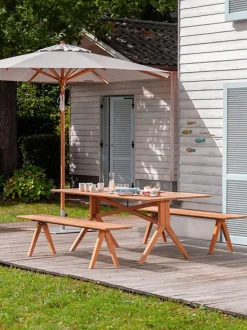 Mesa artesanal para exterior de madera de teca Loft, tamaños diferentes