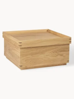 Mesa de centro artesanal de madera de roble con espacio de almacenamiento Japanese