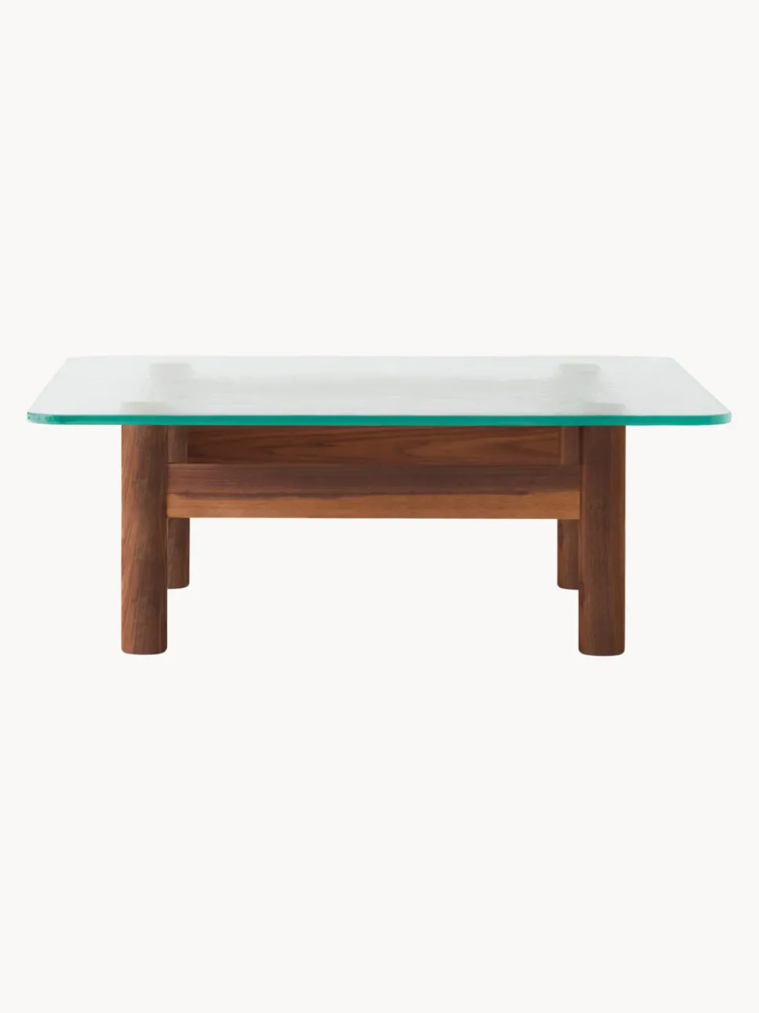 Mesa de centro de madera de nogal con tapa de cristal Brasilia