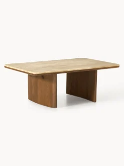 Mesa de centro de madera de roble con tablero de travertino Chandler