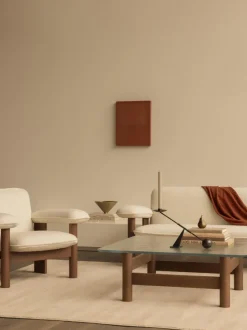 Mesa de centro de madera de roble con tablero de vidrio Brasilia