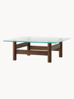 Mesa de centro de madera de roble con tablero de vidrio Brasilia