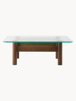 Mesa de centro de madera de roble con tablero de vidrio Brasilia