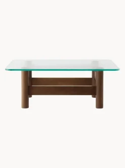 Mesa de centro de madera de roble con tablero de vidrio Brasilia