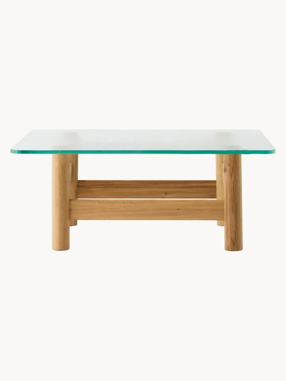 Mesa de centro de madera de roble con tapablero de vidrio Brasilia