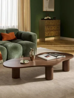 Mesa de centro grande de madera de roble con forma orgánica Didi