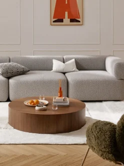 Mesa de centro grande redonda de madera Dan