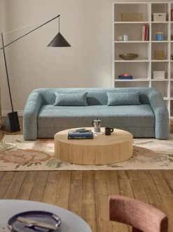 Mesa de centro grande redonda de madera Dan