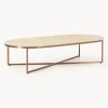 Mesa de centro ovalada con tablero de vidrio en look mármol Antigua