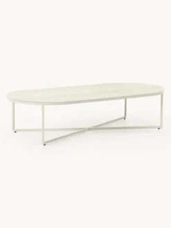 Mesa de centro ovalada con tablero de vidrio en look mármol Antigua