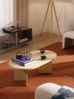 Mesa de centro ovalada de madera Toni