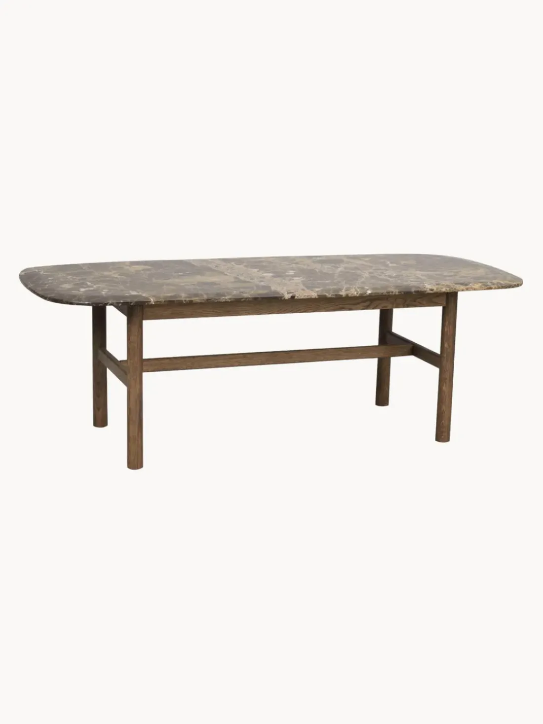 Mesa de centro ovalada de mármol y madera de roble Hammond