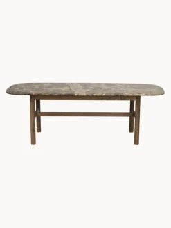Mesa de centro ovalada de mármol y madera de roble Hammond