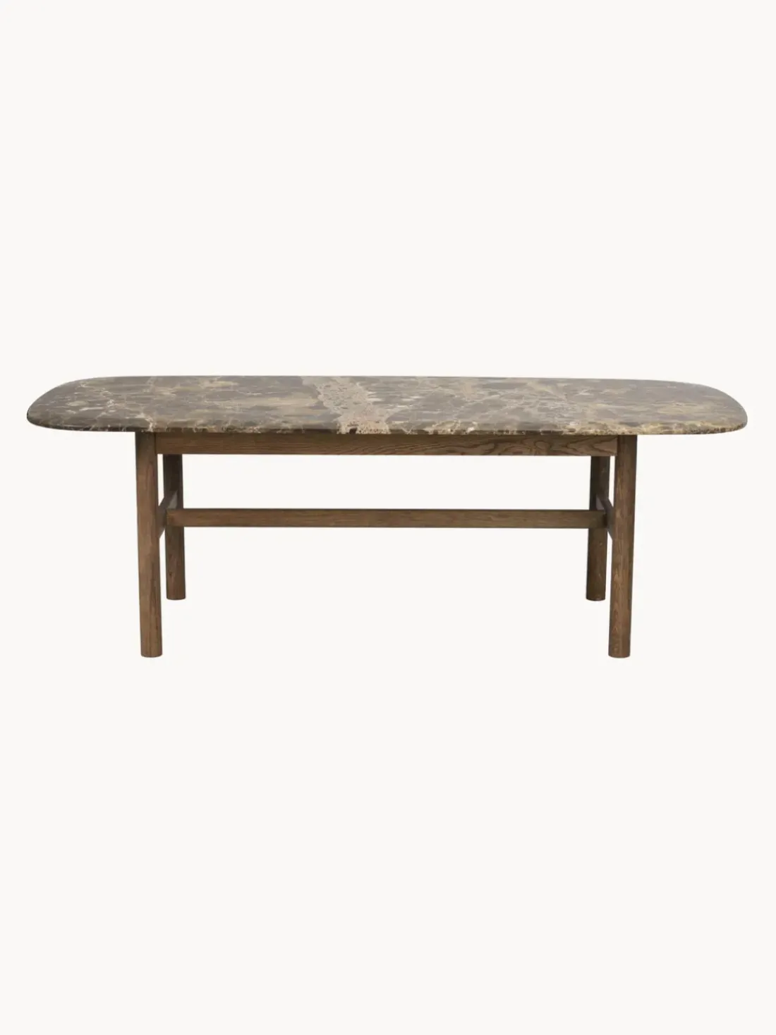 Mesa de centro ovalada de mármol y madera de roble Hammond