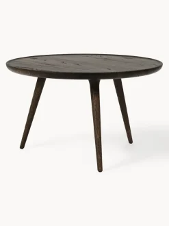 Mesa de centro redonda artesanal de madera de roble Accent