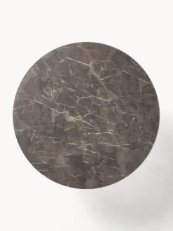 Mesa de centro redonda con tablero de vidrio en look mármol Antigua