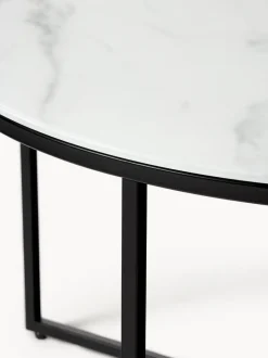 Mesa de centro redonda con tablero de vidrio en look mármol Antigua