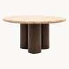 Mesa de centro redonda con tablero de travertino Trevi, Ø 75 cm