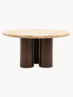 Mesa de centro redonda con tablero de travertino Trevi, Ø 75 cm