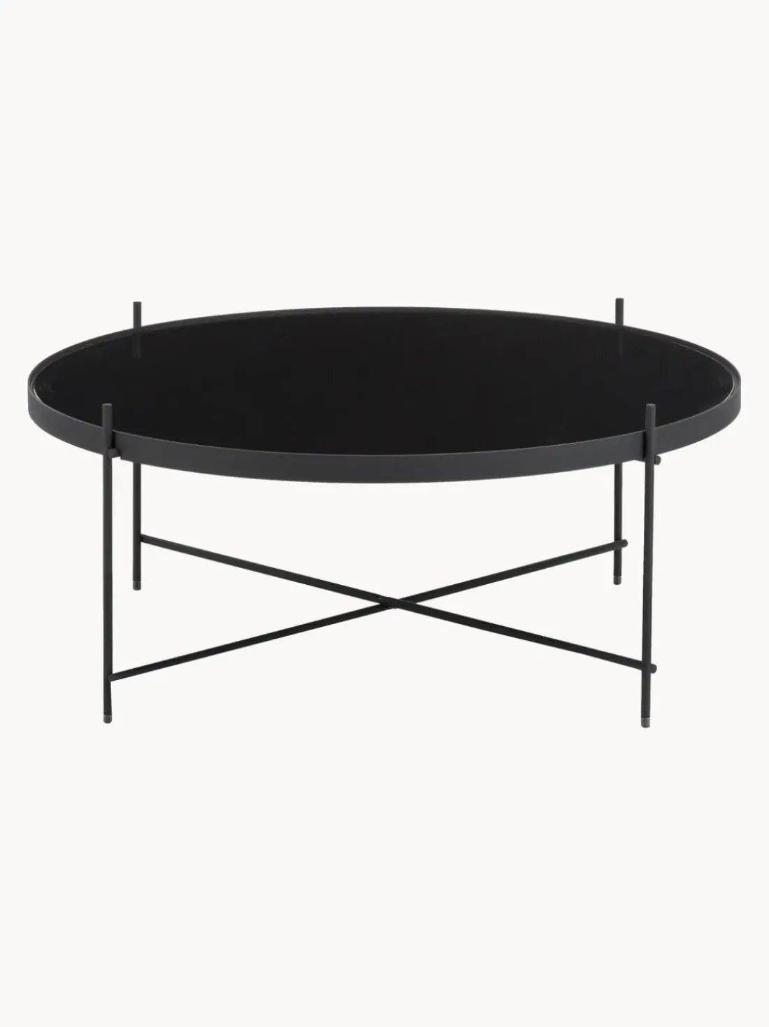 Mesa de centro redonda Cupid, tablero de vidrio extraíble