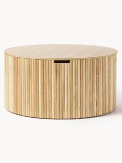 Mesa de centro redonda de madera Nele, con espacio de almacenamiento