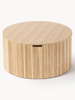 Mesa de centro redonda de madera Nele, con espacio de almacenamiento