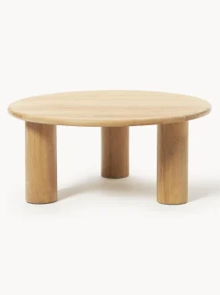 Mesa de centro redonda de madera de roble Didi
