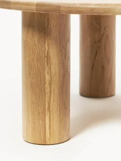 Mesa de centro redonda de madera de roble Didi