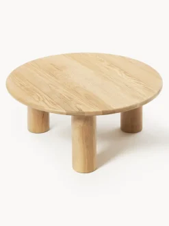 Mesa de centro redonda de madera de roble Didi