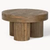 Mesa de centro redonda de madera de mango Dacca