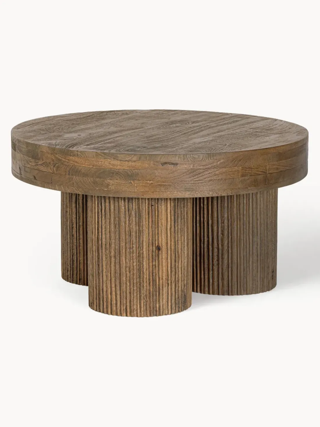 Mesa de centro redonda de madera de mango Dacca