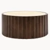 Mesa de centro redonda de madera de mango con tablero de travertino Cascia