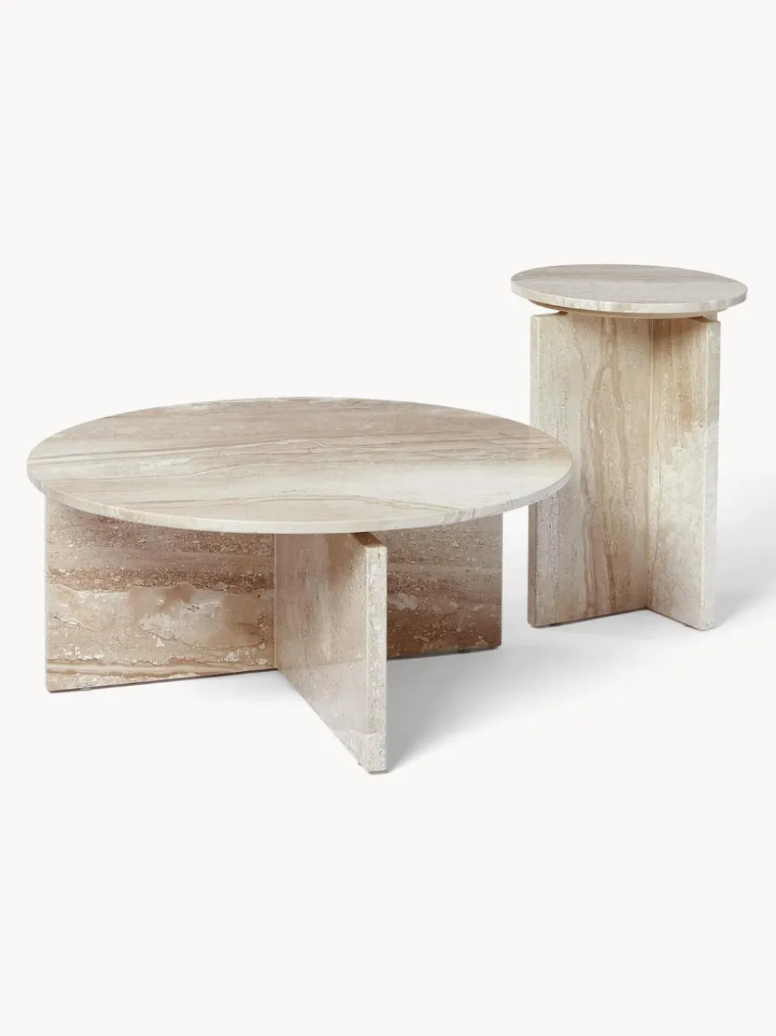 Mesa de centro redonda de travertino Marisa