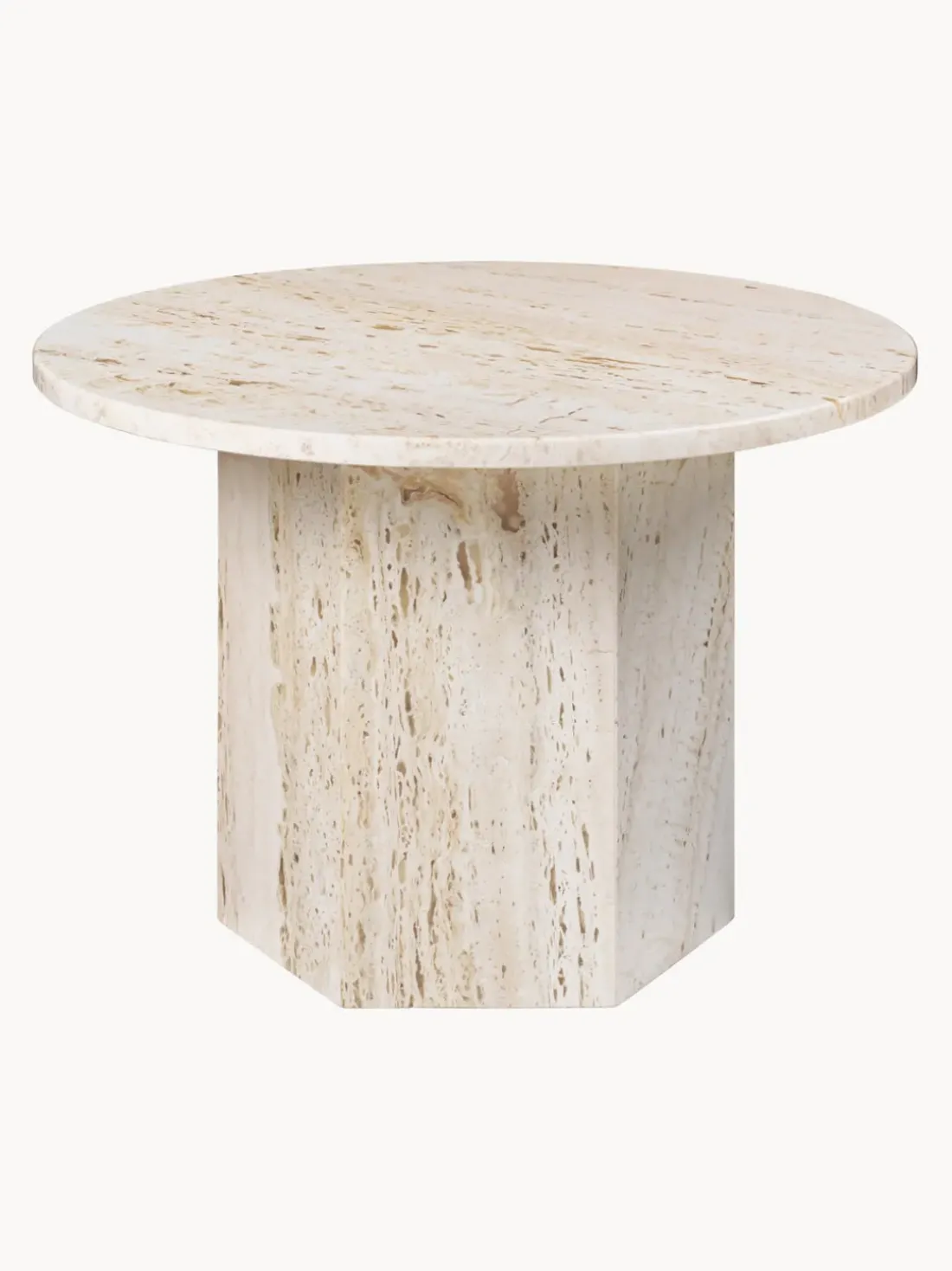 Mesa de centro redonda de travertino Epic, Ø 60 cm