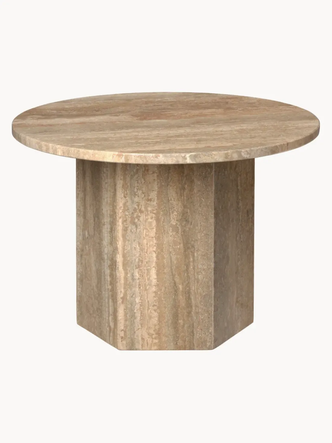 Mesa de centro redonda de travertino Epic, Ø 60 cm