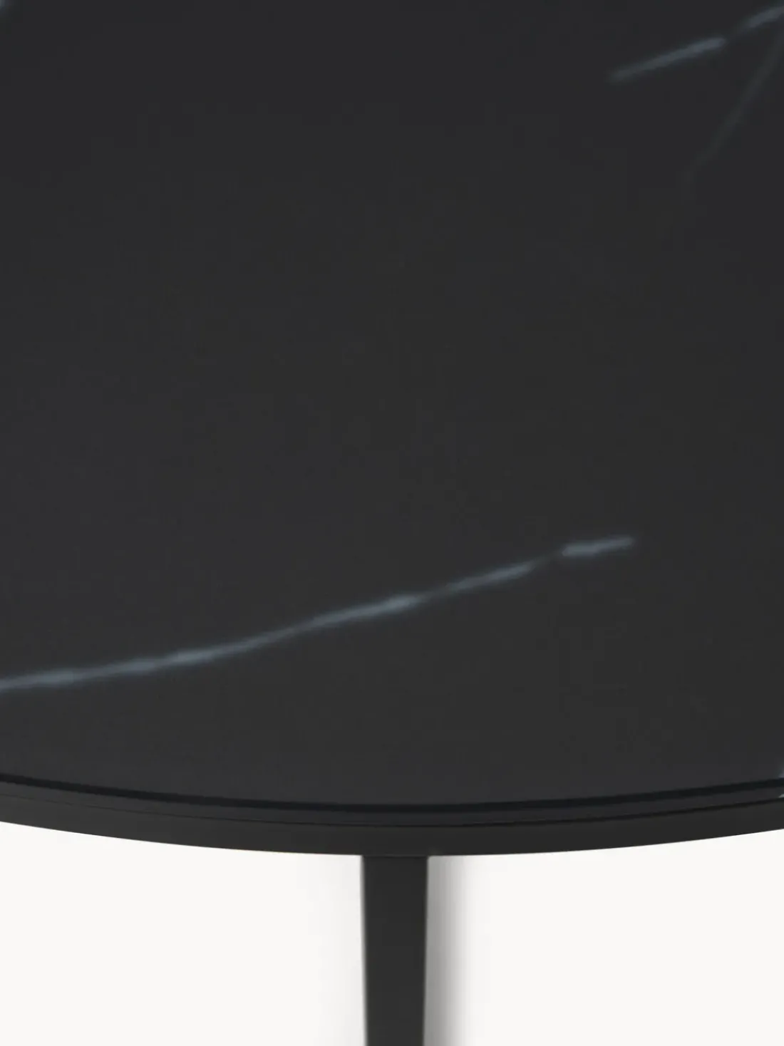 Mesa de centro redonda grande con tablero de vidrio en look mármol Antigua
