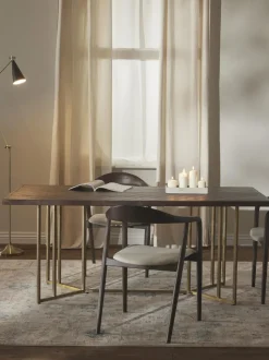 Mesa de comedor de madera de mango con diseño espiga Luca, tamaños diferentes